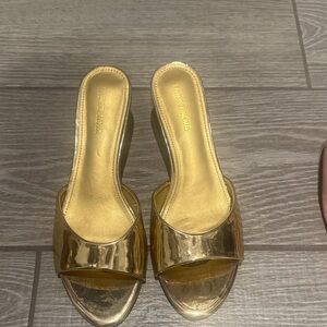 Fashion Nova Gold Metallic Mules